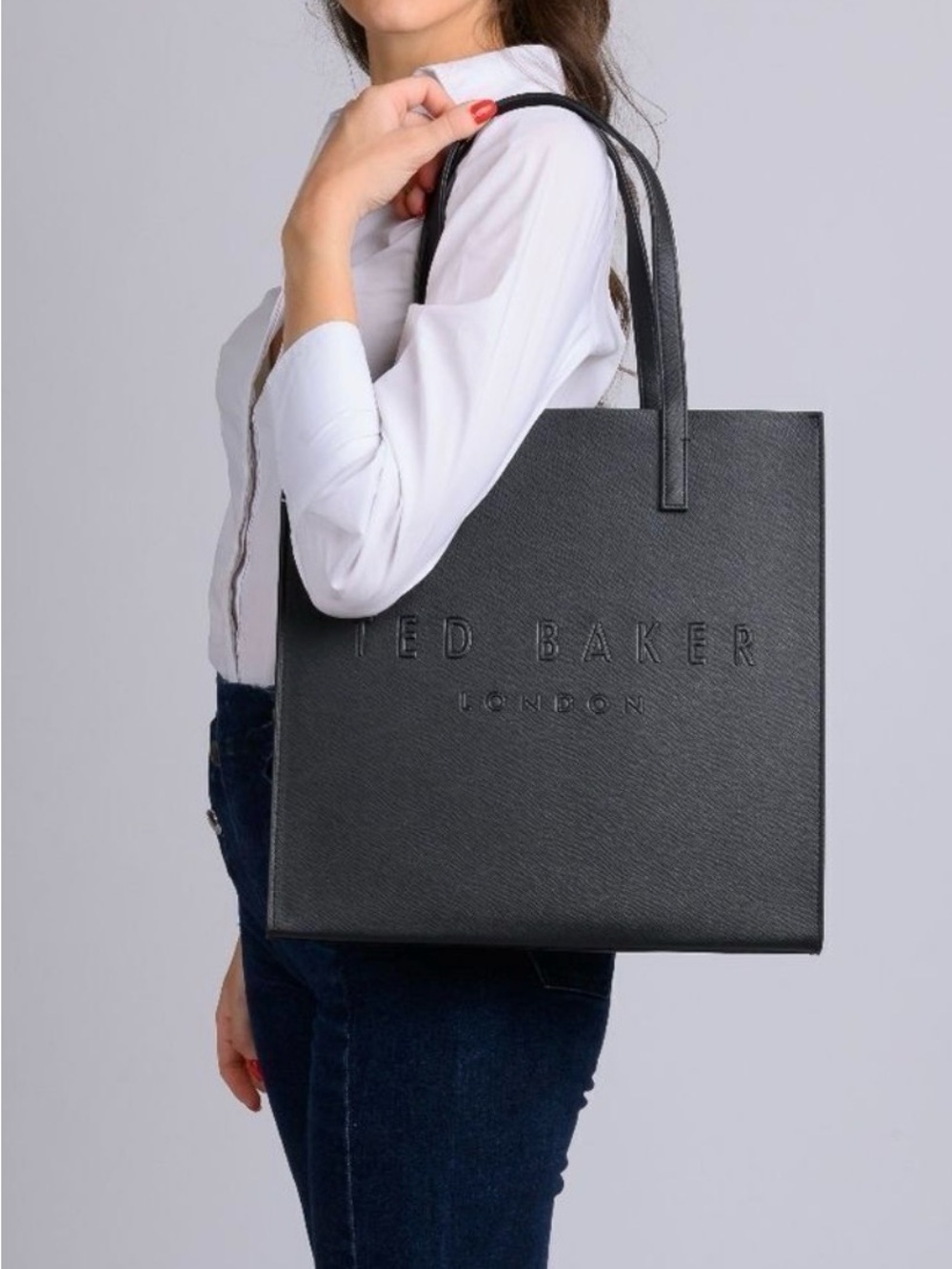 Ted Baker NWOT Black Textured Tote Bag with Debossed Logo